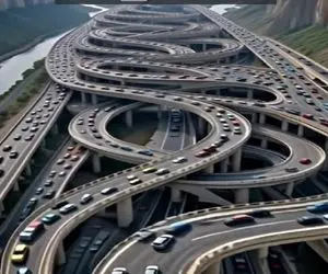 معماری خلاقانه؛ پل هزارتو ساختن با ویو یطرف کوه یطرف رود محو بشی اشتب بری میرسی چین