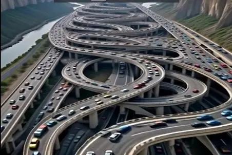 معماری خلاقانه؛ پل هزارتو ساختن با ویو یطرف کوه یطرف رود محو بشی اشتب بری میرسی چین