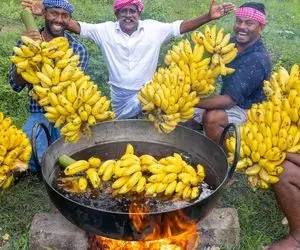 موز سوخاری؛ موزهای برزگ رو تو روغن داغ سرخ و برشته می کنن عین سیب زمینی سوخاری