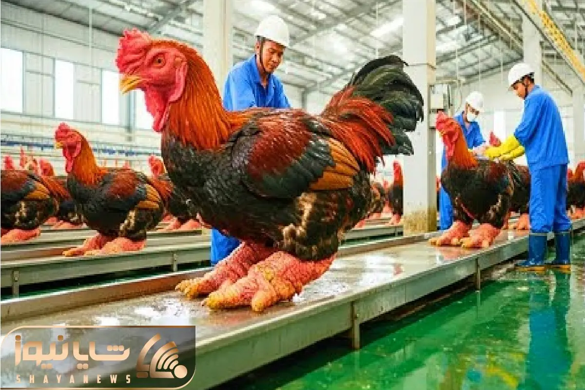 فرآوری خروس؛ مرغ که کمیابه خروس پاگنده رو گردن میزنن پای سوخاری بکشن به دندون