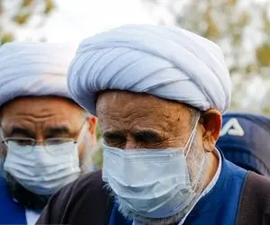 تشییع جنازه علی انصاریان و چشمان گریان شیخ حسن انصاریان