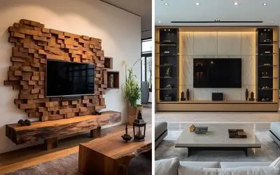 ایده های متنوع ایجاد تی‌وی‌وال در پذیرایی؛ ساخت یه محیط جذاب در متراژ 10 تا 1000 متری