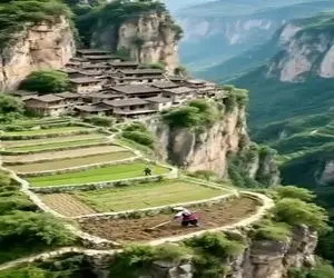 معماری خلاقانه؛ روستای مردم گریز زدن بالا کوه دور از دسترس غذاشونم طبیعی تامین میکنن