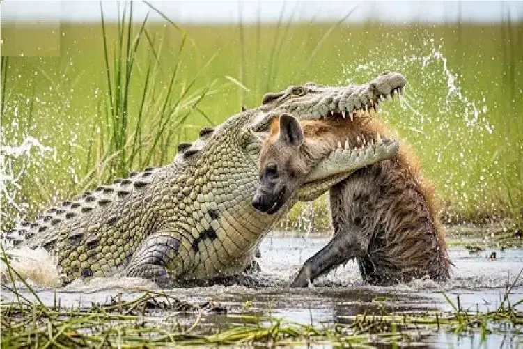 قلمرو وحش؛ سگ وحشی در حال حرکت گرفتار دندان‌های نیش تمساح شده است