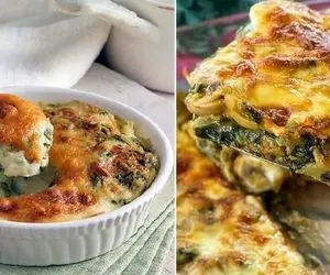 طرز تهیه گراتن اسفناج و مرغ با فر و بدون فر / یه غذای فوق العاده لذیذ و خوشمزه