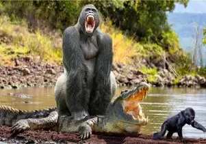 مستند حیات وحش؛ بچه گوریل شجاع گله رو میاره تمساحی که مادرشو خورد ملعبه کنن