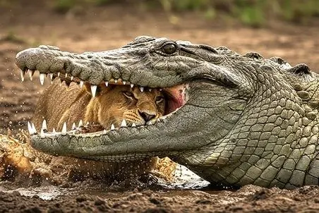 مستند حیات وحش؛ کروکودیل سر شیر پرس کرد