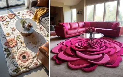 10 طرح فرش با جدید ترین سوزن دوزی های مدرن 1405 / سبک های سنتی دیگه پیر شدن