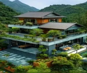 معماری خلاقانه؛ وسط جنگل خونه ساختن سقف پایینی حیاط طبقه بالاییه خوراک فوتبال بازی