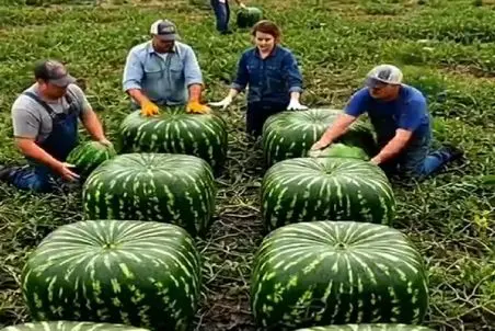 کشاورزی نوین؛ هندونه مکعبی پرورش دادن هر یه دونه اش برا 50 نفر بسه