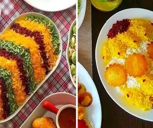 تزیین مجلسی برنج؛ یادگیری گام به گام چند ایده دیزاین پلو با زعفران و زرشک