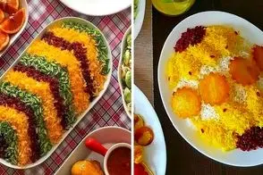 تزیین مجلسی برنج؛ یادگیری گام به گام چند ایده دیزاین پلو با زعفران و زرشک