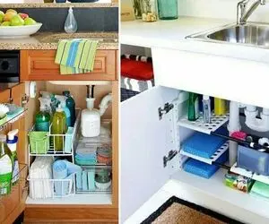 چیدمان و نظم دهی کابینت زیر ظرفشویی؛ پله به پله خلوت سازی و چینش شوینده و دستمال ها