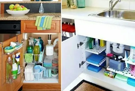 چیدمان و نظم دهی کابینت زیر ظرفشویی؛ پله به پله خلوت سازی و چینش شوینده و دستمال ها