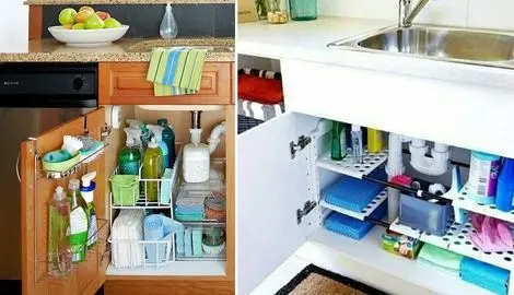 چیدمان و نظم دهی کابینت زیر ظرفشویی؛ پله به پله خلوت سازی و چینش شوینده و دستمال ها