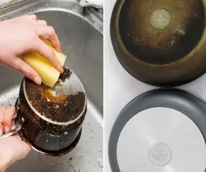 ترفند سفید کردن قابلمه های تفلون با ماکارونی خمیر شده / سفیدبرفی با دیدنش فکش میفته