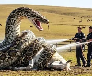 حیات وحش مصنوعی؛ اسب شجاع برای نجات جان مادرش از چنگ پیتون غول کمک آورد