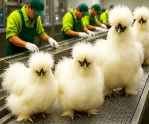 کارخانه حیوانات؛ پرورش مرغ ابریشمی تو چین برای درآمد نجومی از تخم و گوشتش