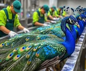 فرآوری طاووس؛ کشاورزان چینی از خیره کننده ترین پرنده هم سود می برد