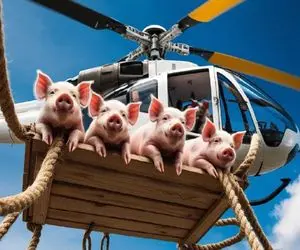 فرآوری خوک؛ خوک حرومی قلمبه صورتی رو با بالن بردن سلاخخونه چرخ کردن برا سوسیس