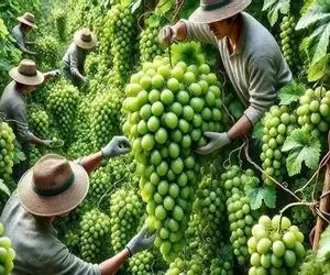 کشاورزی نوین؛ انگور پرورش دادن حجم و اندازه اش قد کل هیکلشونه باید چند نفری ببرنش