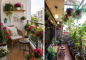 فضاسازی بالکن فسقلی و وسیع؛ انتخاب میز و  صندلی مناسب با گل هایی که نور کم میخوان