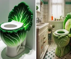 چیدمان دستشویی با توالت فرنگی طرح کلم / مدرن کاربردی و چشم نواز 