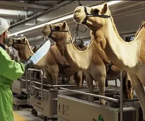 فرآوری شتر؛ بعد فرسوده کردن شتر میبرن سلاخخونه امحاء میکنن برای سینی شاه پسند