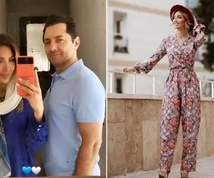 خوشگذرونیِ سانسور لازم بهرام رادان و زنش بعد جیران که ازش پول میچکه؛ پرده خونه لباسشه!