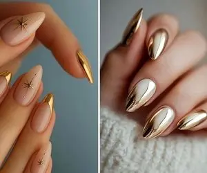 طراحی لاک برای دختران شیک و عروس 1404؛ ایده های طلایی مناسب ناخن بادومی و انگشت کشیده