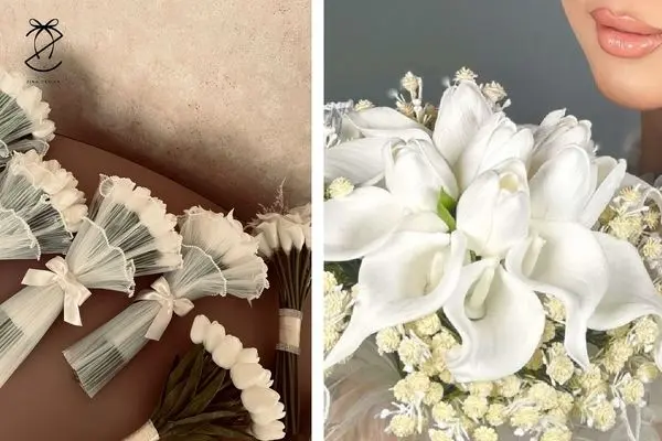 دسته گل شیپوری عروس با معنی گل‌ها/ ترندی شگفت‌انگیز و نو برای عروس خانومای خاص پسند