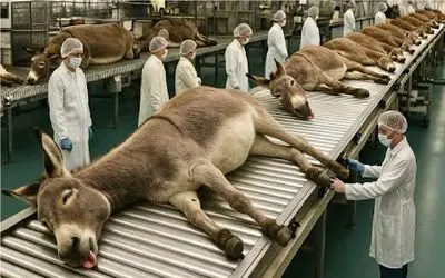 فرآوری الاغ؛ سفر بی بازگشت خر محتضر در دل مزارع صنعتی برای بهره برداری اعضاش