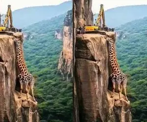 ابزارآلات غول پیکر؛ بیل مکانیکی غول رفت نوک قله زرافه دراز مسلول رو نجات بده