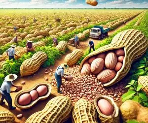 کشاورزی نوین؛ 1000 تن بادوم تو زمین چند 100 هکتاری کاشتن با دستگاههای جدید درو میکنن 