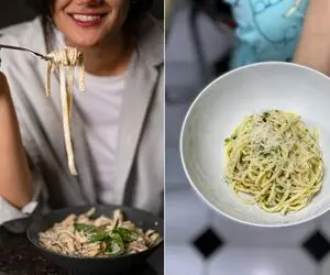 طرز تهیه پاستای خامه ای با سیر | شام خوشمزه ای که نیم ساعته آماده می شود