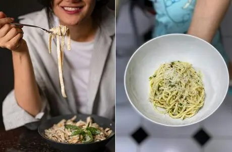 طرز تهیه پاستای خامه ای با سیر | شام خوشمزه ای که نیم ساعته آماده می شود