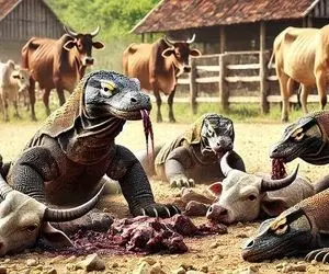 جذابیت های حیات وحش؛ کومودو بدسگال شد آفت دامداران اندونزی و هر چی گاو میخوره