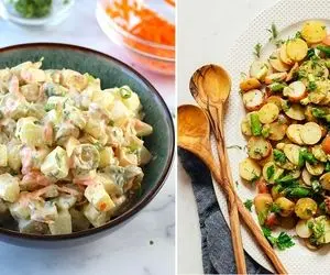 طرز تهیه سالاد سیب زمینی و پیازچه / سه سوته یه سالاد آماده کن که مثل وعده اصلی مقویه