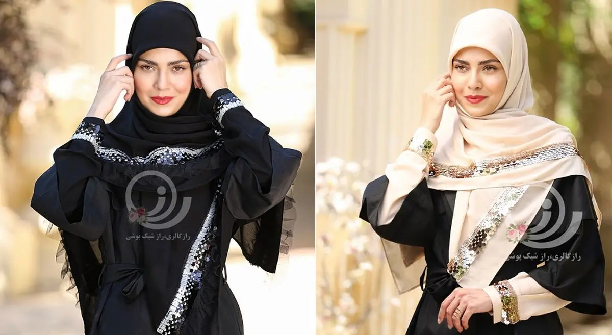 ست-روسری-و-ساقدست-مشکی-پولکی