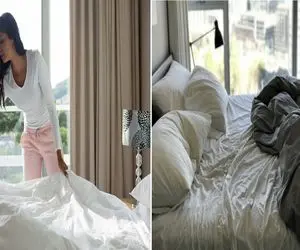 چطوری تخت خواب رو سریع و تمیز مرتب کنیم؟/ سه سوته بدون دردسر تخت رو پادشاهی کن