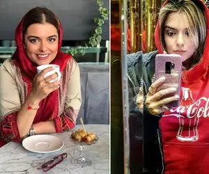 "دنیا مدنی" پای تلفن نیشش تا بنا گوش باز شد؛ نچرال اما واقعا خوشگل و کیوت!