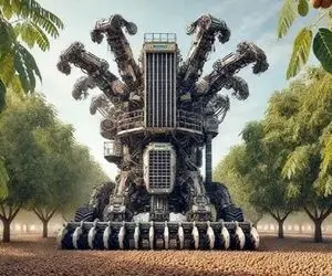 کشاورزی نوین؛ ماشین های مخصوص چیدن گردو تو آمریکا تو 10 ثانیه 1000 تا گردو میچینن