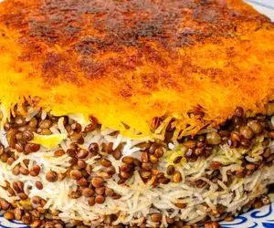 آموزش آشپزی؛ ته چین عدس و گردو ورژن باکلاس عدس پلو