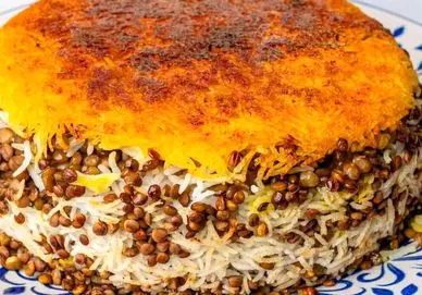 آموزش آشپزی؛ ته چین عدس و گردو ورژن باکلاس عدس پلو