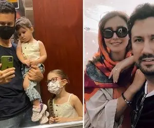 زنِ "شاهرخ استخری" با آرایشی غلیظ و سرلُخت جلو همه؛ از دختراتم مایه میزاری!