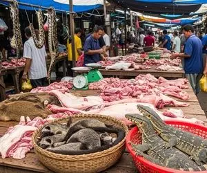 مستند حیات وحش؛ بازار روز گوشت که سوسمار و مار می فروشه