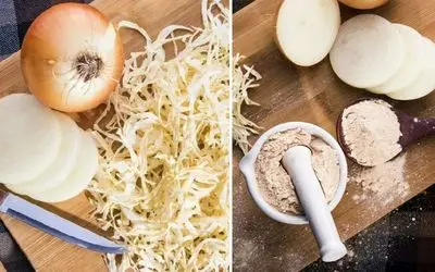 طرز تهیه پودر پیاز خانگی به چند روش + نکاتی برای حفظ رنگ و طعم پیاز