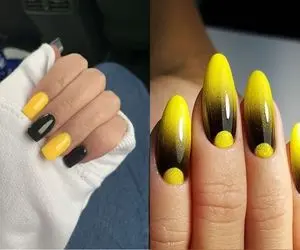 ناخن‌ های پرانرژی با رنگ‌های زرد و مشکی/دست‌ ها رو با طراحی ناخن زرد و مشکی بدرخشون!