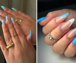 طراحی و دیزاین ژلیش به سبک مرمر / آبی سیندرلایی رنگیه که با این مدل خیلی دلبر میشه