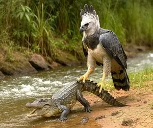 بدایع حیات وحش / نبرد خصمانه عقاب و تمساح برای حفاظت از جان و نمایش قدرت